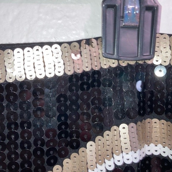 Express Sequins Gold Black Mini Skirt Size Small - Picture 6 of 6